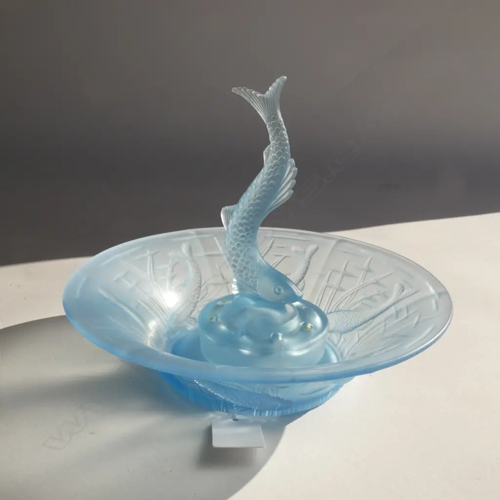 A pale blue depression glass flower bowl Image 1++